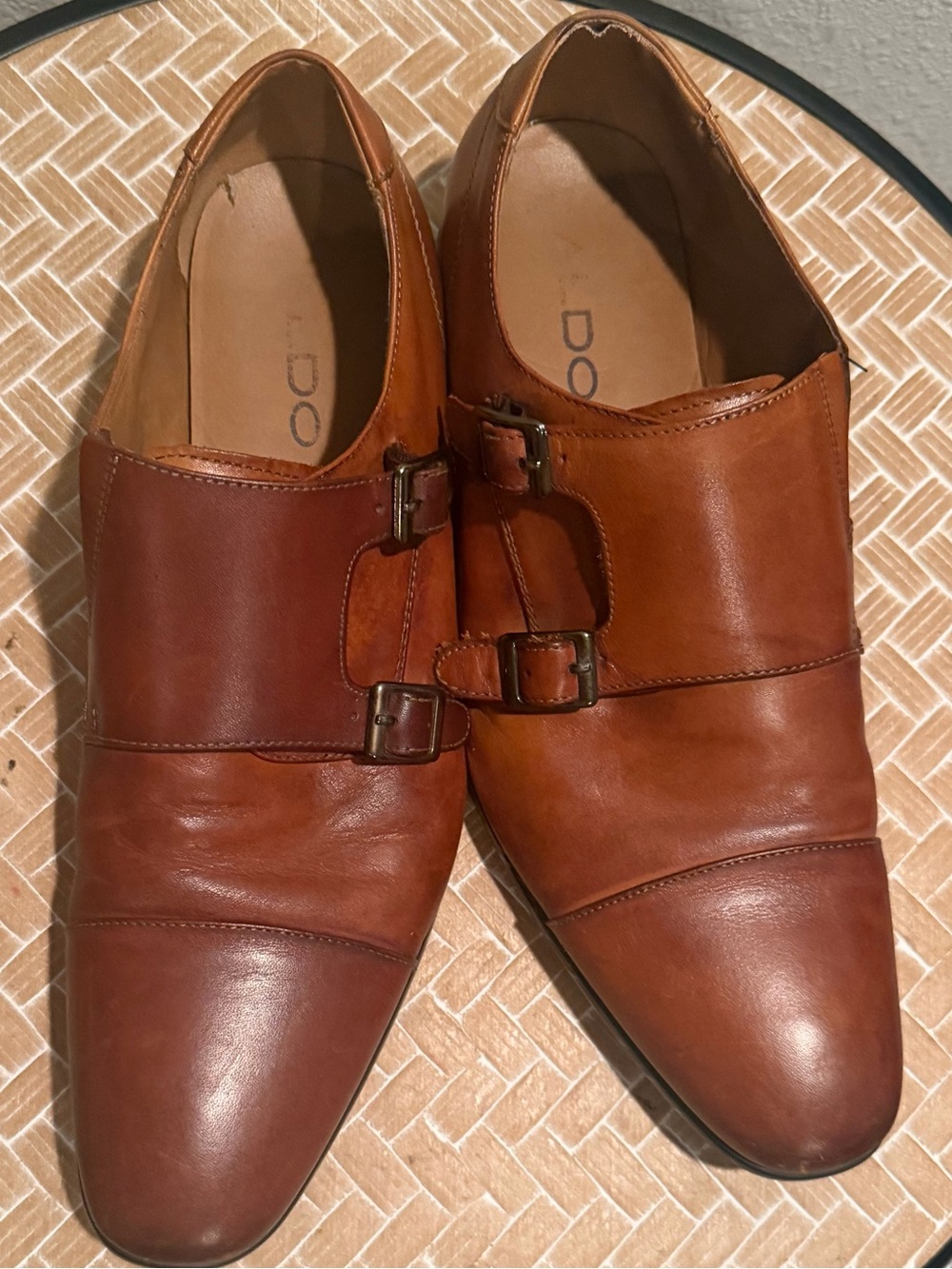 ALDO Men's Brown Leather Double Monk Strap Dress Shoes Size 9.5 - Picture 2 of 14